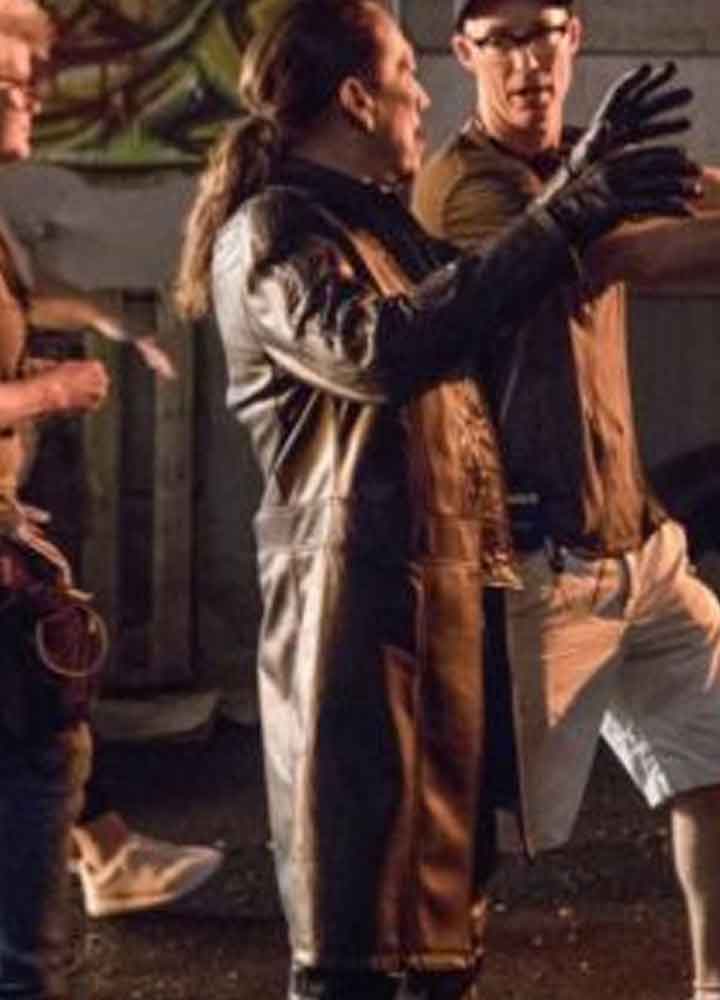 THE FLASH (BREACHER) DANNY TREJO BLACK LEATHER COAT